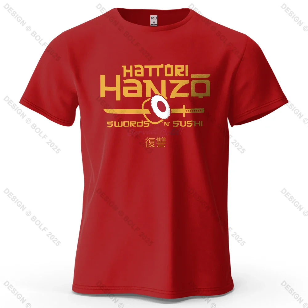 Hattori Hanzo Printed Men's T-Shirt 100% Cotton Oversized Anime Fashion Graphic Tees for Women Tops Streetwear Cultural Apparel