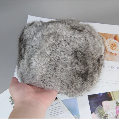 2026  Unisex Winter Russian Outdoor 100% Genuine Rabbit Fur Caps Warm Real Rabbit Fur Bomber Hat Natural Quality Rabbit Fur Hats