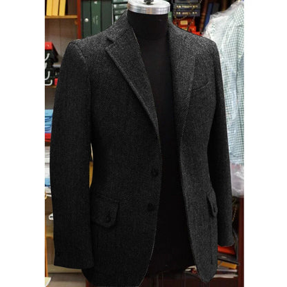 Men's Herringbone Blazer Suit Collar Slim Jacket Casual Fashion Jacket 3 Pocket Workwear Men's Summer Suits Formal Man Jackets