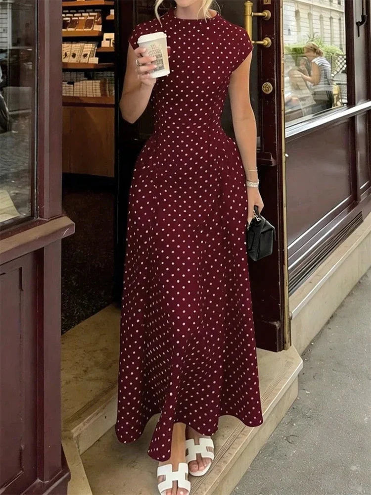 Women New Long Dresses Summer Elegant Upgraded Version Casual Polka Dots Party Dress Graceful Holiday Casual Slim Female Dresses