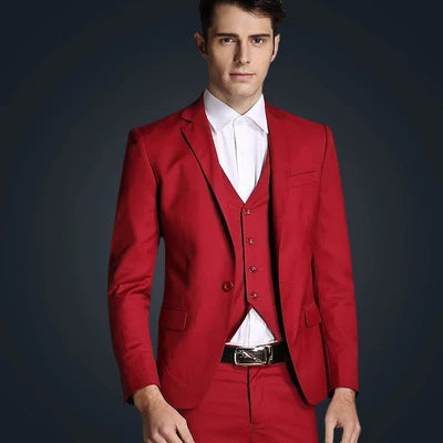 Blazers Pants Vest New Fashion Men Business Casual Suits / Male Solid Color Three Piece Sets Jacket Coat Trousers Waistcoat