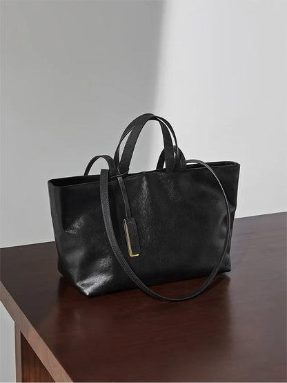 Luxury Women's Shoulder Bag Soft Leather Large Capacity Square Fashion Tote Bag Korean Fashionable Handbag Shopping Underarm Bag