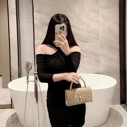Gold Sequin Evening Bag Women Elegant Fashion Banquet Clutch Chain Shoulder Bags Luxury Purse Female Wedding Party Handbags