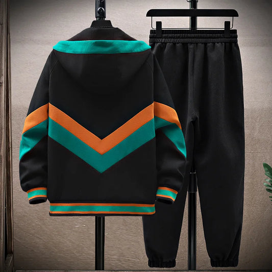 Spring Autumn Men's Sets Korean Fashion Joggers Suit Men Casual Men patchwork Streetwear Hooded Tracksuit Men Two Piece Set