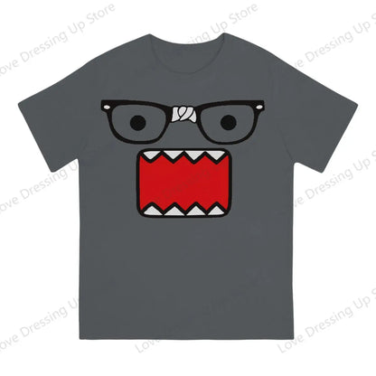 Domo Kun Print Funny Short Sleeved T-shirt Men Women Versatile  Couple Tops