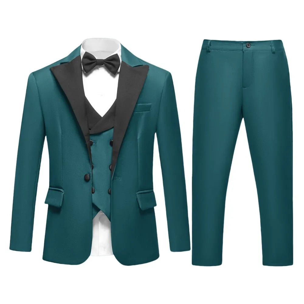 New Arrival Aqua Boys Suits 4 Pieces Graduation Ceremony Classic Slim Fit Tuxedo Stage Performance Wear Fast Delivery Suit Set