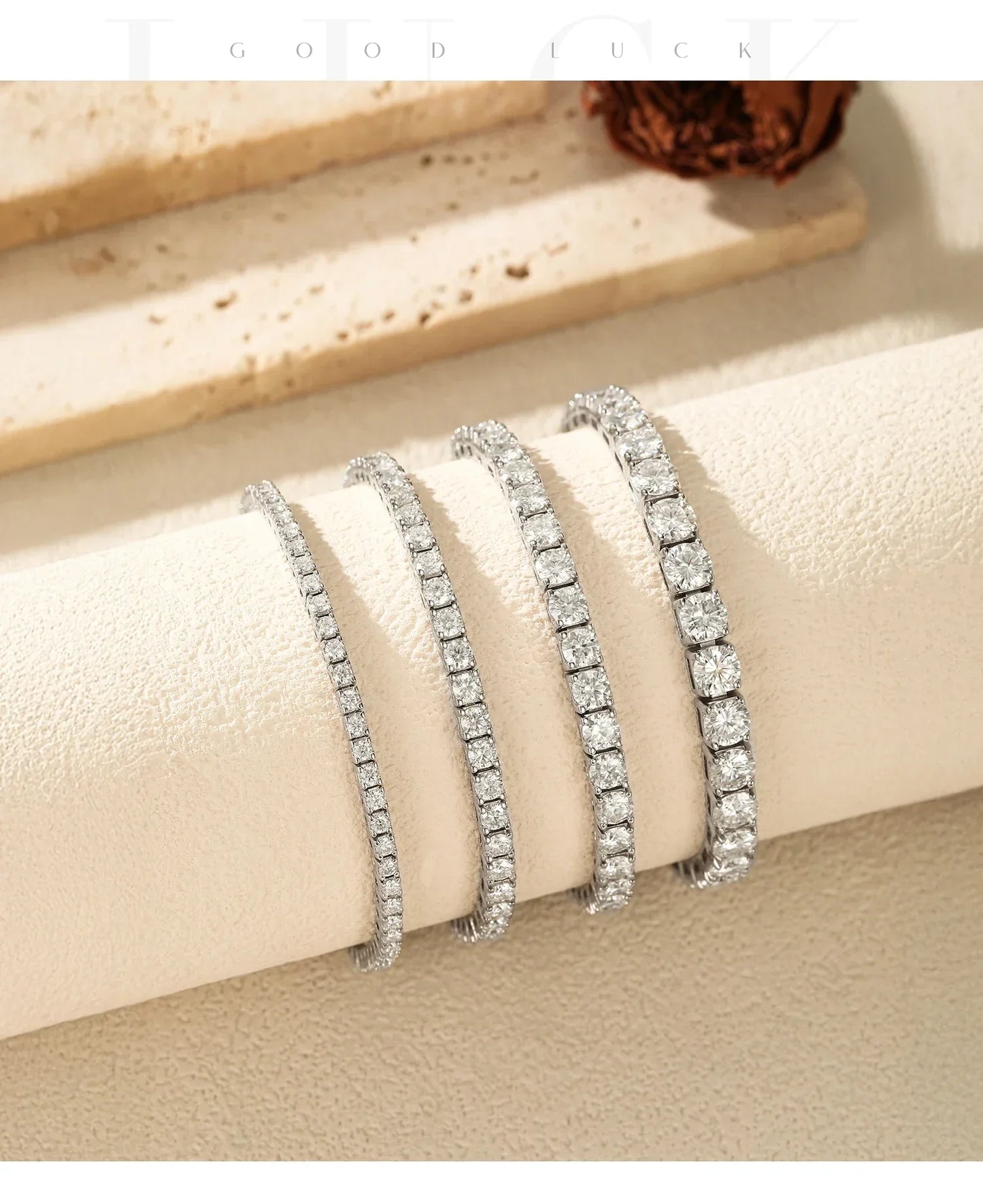 D VVS1 Moissanite Tennis Bracelet 925 Sterling Silver Single Row Classic with Box Bracelets for Women Man Fine Jewelry