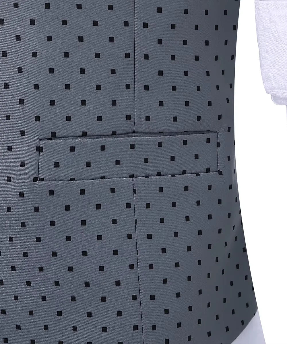Men's Suit Formal Neck Square wave point leisure  Casual Waistcoat Formal Business Grey Navy Vest Groomman For Wedding Evening