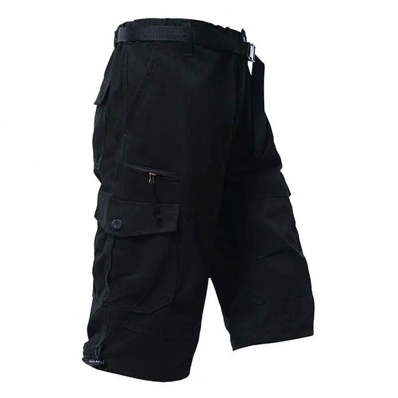 Men Summer Capri Pants Men Plus Size Multi Pocket Cargo Shorts Men Casual Outdoor Breathable Lightweight Daily Wear Street Style