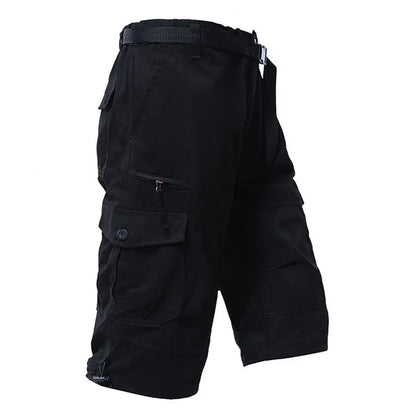 Men Summer Capri Pants Men Plus Size Multi Pocket Cargo Shorts Men Casual Outdoor Breathable Lightweight Daily Wear Street Style