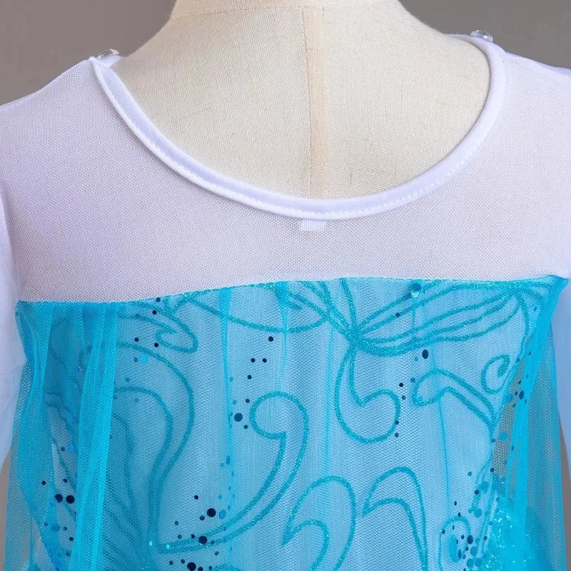 For 2-10 Year Cosplay Fancy Queen Frozen Elsa Anna Costume Girls Princess Dress Toddler Halloween Party with Decorative Fittings