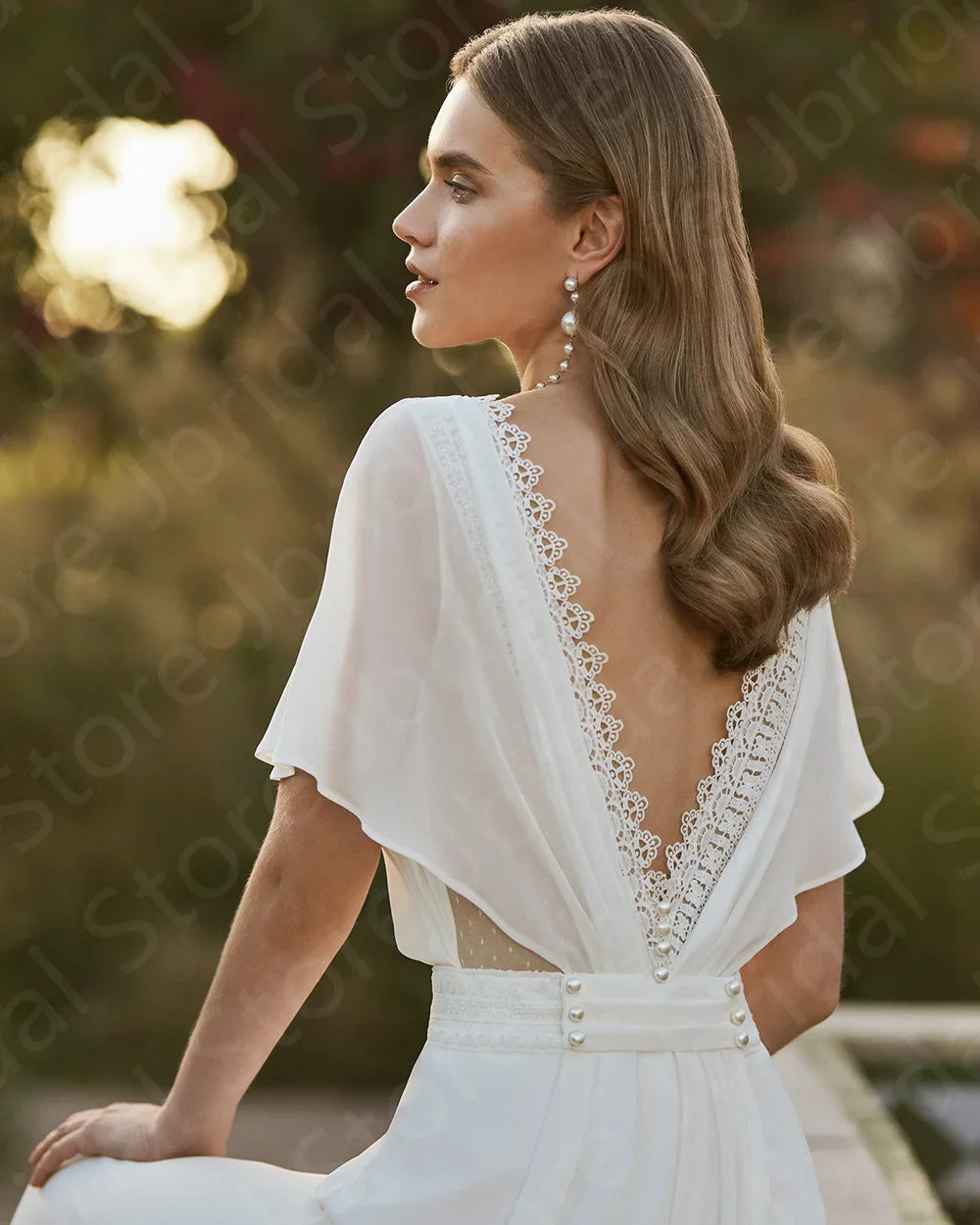 Customized Modern Summer White Wedding Dresses 2024 Bridal Gowns Back Out Bride Dress Round Neck Boho Wedding Gowns Lace Beach