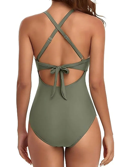 2026 Plain Ruched Swimsuit Women One Piece Solid Swimwear Female Beachwear Bathers Bathing Swimming Swim Bodysuit Summer