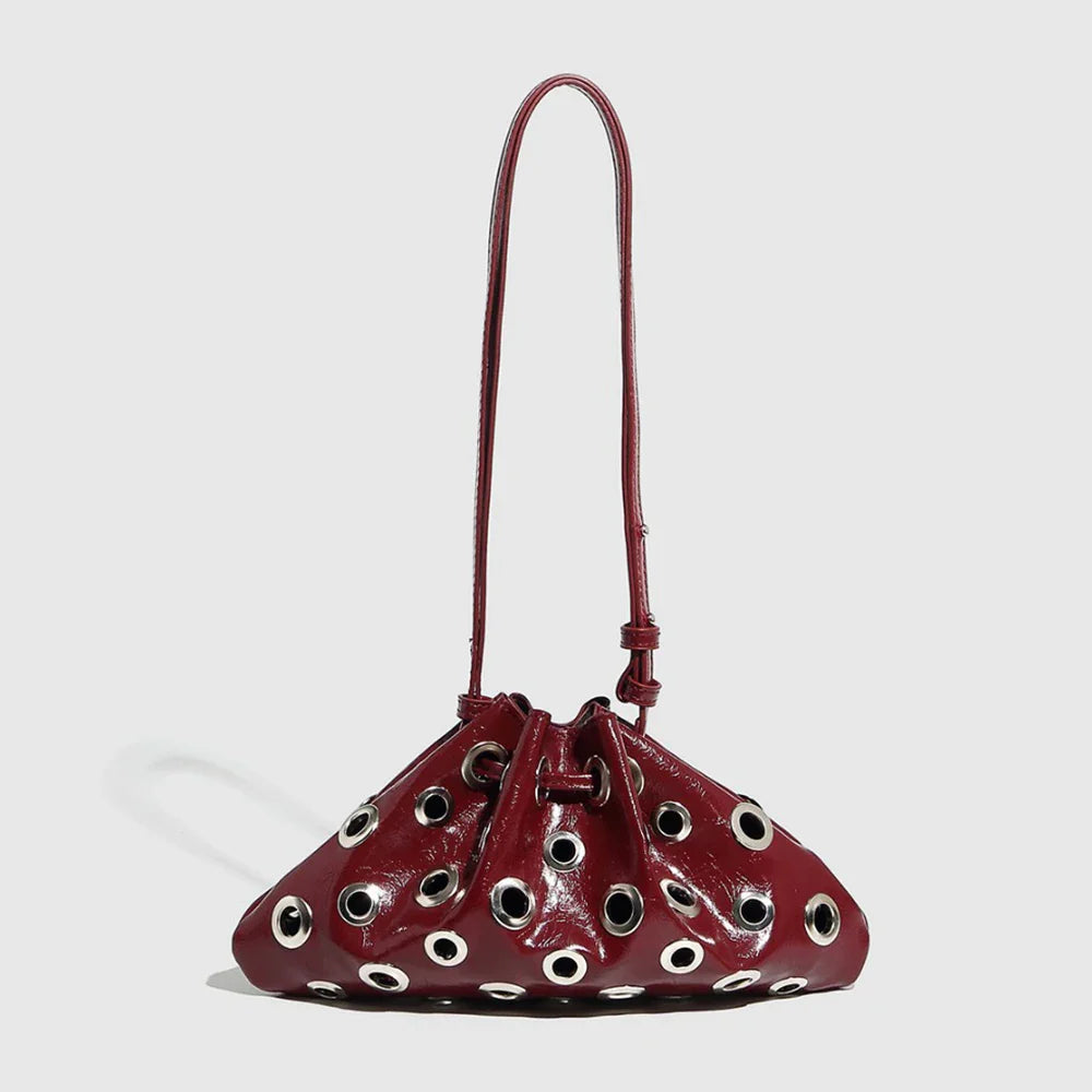 Hollow Rivet Designer Shoulder Bag Designer Luxury Bags Women 2025 Drawstring Bucket Bags High Quality Handbags Mini Purses Chic