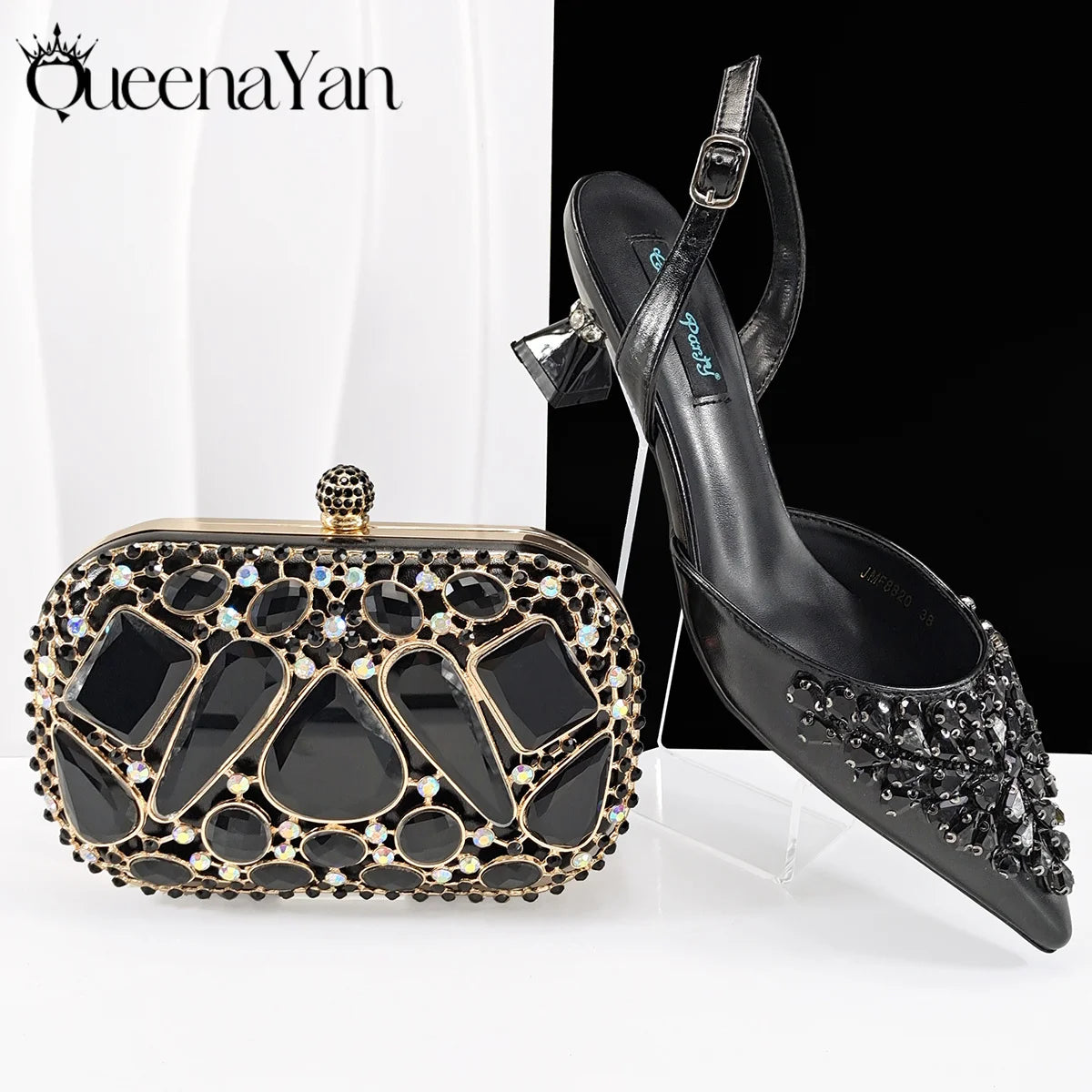 Italian Shoes and Handbags Accessory Set with Rhinestone Metal Embellishments Wedding Shoes Bridal Shoes Designer