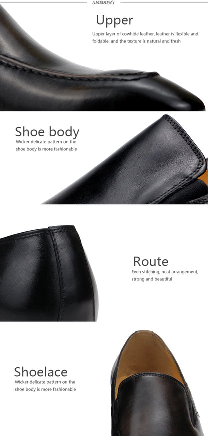 Purely Handmade Genuine Cow Leather Shoes Men's Sapato Social Formal Wedding Dress Shoes Loafers Pointed Toe Stylish Shoe