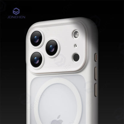 جراب خلفي برتقالي غير لامع ومقاوم للصدمات مع إطار عدسة كاميرا Magsafe قابل للفصل لهاتف iPhone 17Pro 17 Pro Max وزر الكاميرا