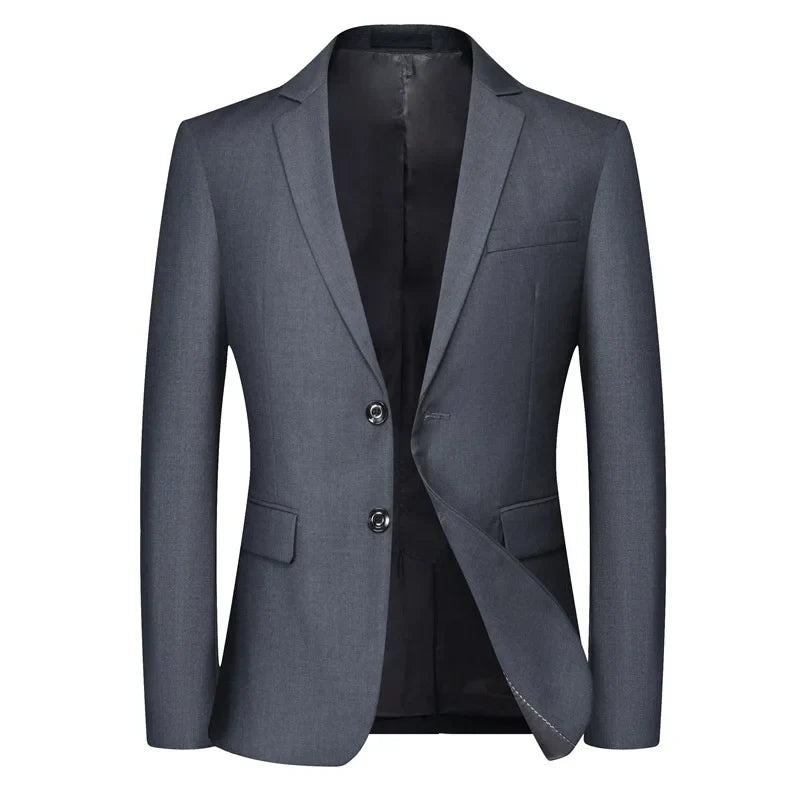 2026 Autumn Winter New Mens Soild Color Suit Jacket Single Breasted Men Business Casual Suit Coat Grey Blue Male Blazer Outwear