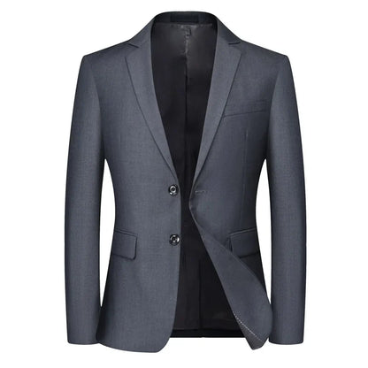 2026 Autumn Winter New Mens Soild Color Suit Jacket Single Breasted Men Business Casual Suit Coat Grey Blue Male Blazer Outwear