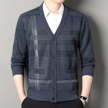 Vintage Men Knitted Sweaters Cadigan Men's Casual Fashion Button Up Cardigans Jackets Autumn Winter Jumper Coat