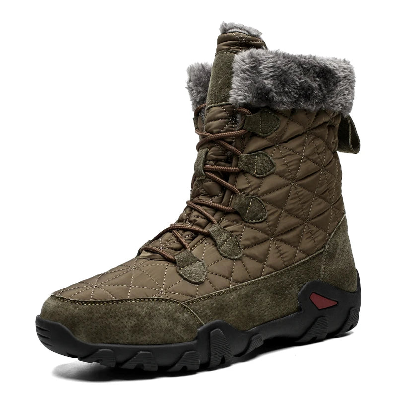 New Winter Men Snow Boots Fur Plush Warm Men Ankle Boots Plus Size Waterproof Men Boots Outdoor Non-Slip Hiking Boots Work Shoes