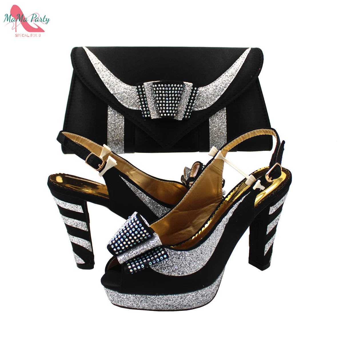 2025 Red Elegant Style Italian Women Shoes Matching Hand Bag Set  Slingbacks Sandals with Platform for Party