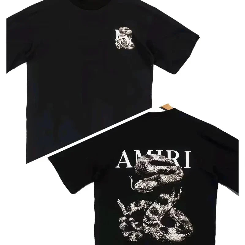 Snake Graphic Loose T - Shirt Light Luxury Trendy Short - Sleeve Unisex Versatile Casual Wear graphic t shirts pro choice