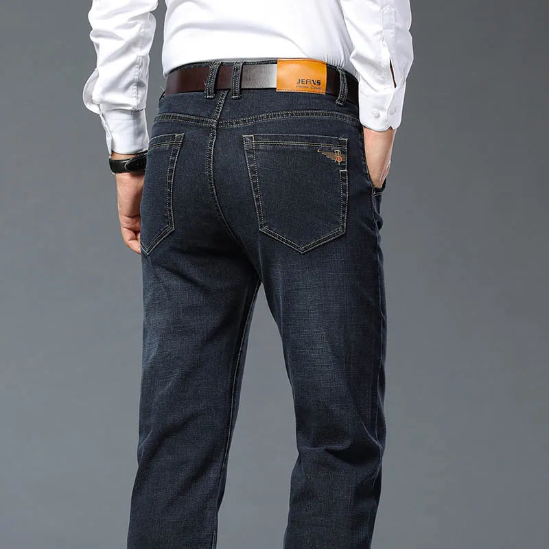 Plus Size 28-46 Spring Autumn Classic Business Trousers Male Brand Men's Fashion Casual Jeans Straight Elasticity Denim Pants
