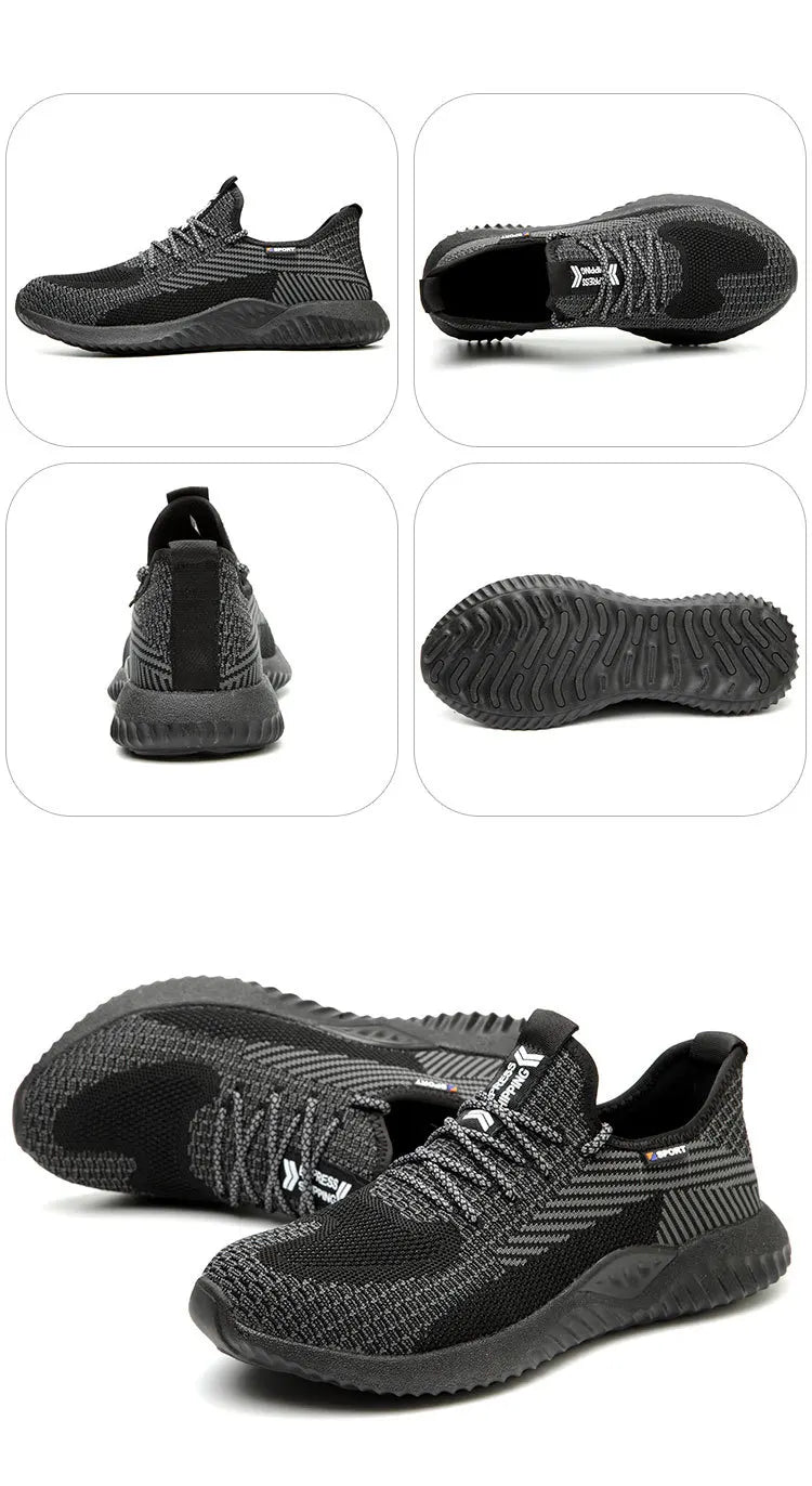 Lightweight safety shoes for men breathable safety work sneakers with iron toe indestructible shoes men women summer work shoes