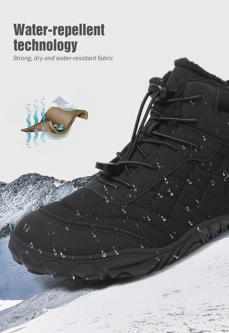 New Winter Booties Outdoor Waterproof Barefoot Boots For Men Ankle Boots Plush Warm Snow Shoes Non-slip Casual Sneakers Big Size