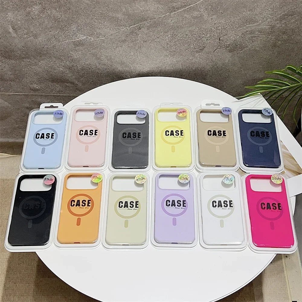 غطاء هاتف سيليكون مغناطيسي فاخر أصلي رسمي متوافق مع MagSafe لهواتف iPhone 17 16 15 14 13 12 11 17 Pro Max لا غنى عنه