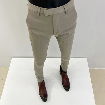 Men Suit Pants Hombre Pantalones 2026 Spring Stretch Slim Formal Trousers for Men Fashion Casual Stripe Dress Pants Men Clothing