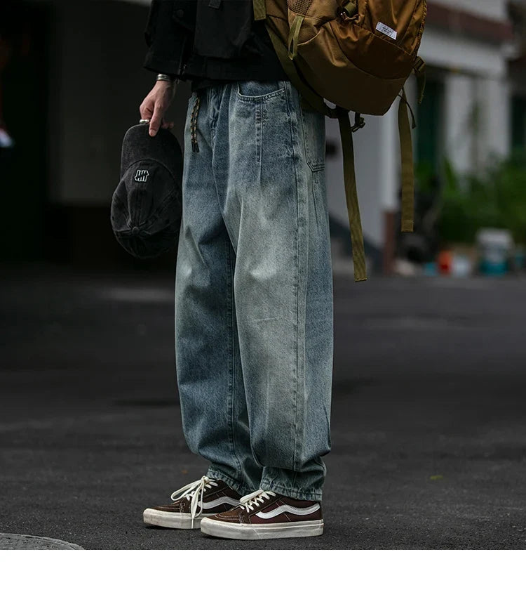 American Vintage High Quality Denim Cargo Pants Men Clothing Streetwear Loose Skate Jeans Harajuku Casual Harem Trousers Male
