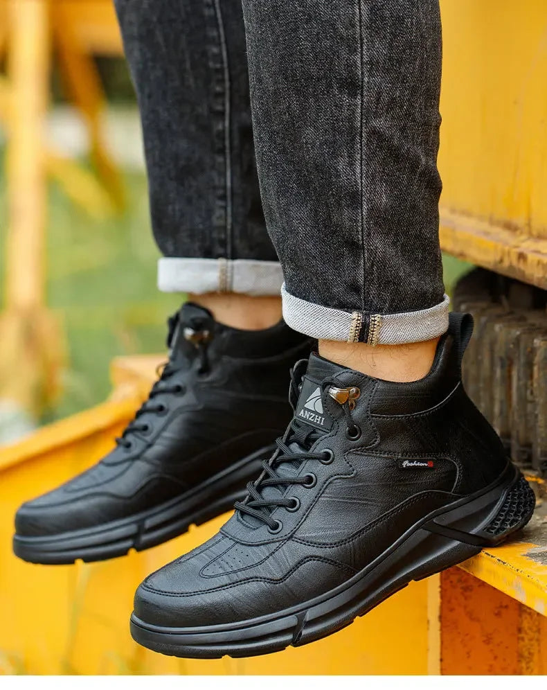 Comfortable safety sneaker for men winter anti-slip boots man construction indestructible black work boots steel nose work shoes