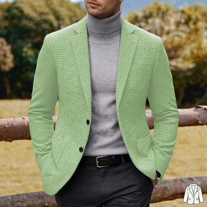 Men's Casual Blazer Houndstooth Wool Blend Suit Jacket Notched Lapel Slim Fit Business Formal Dress Sport Coat Outerwear