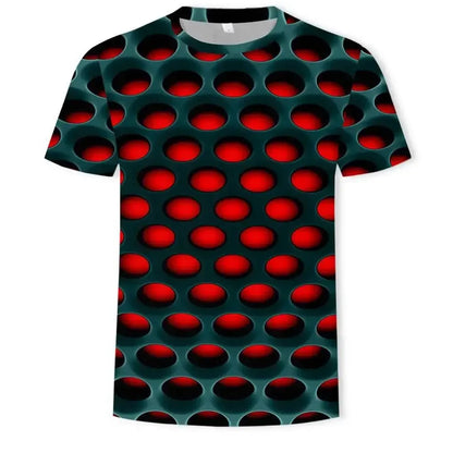 Men's 3D printed T-shirt, oversized loose fitting clothing for men, retro fashionable short sleeved top, fun and affordable roun