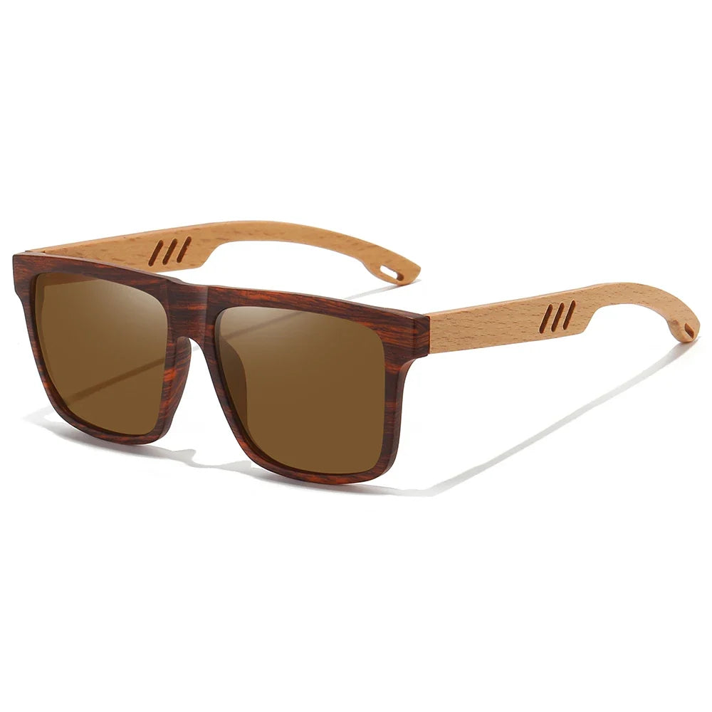 New Arrivals Black Wooden Polarized Sunglasses for Men Bamboo Sunglasses Red UV400 Lenses Fashion Driving Shades S5565