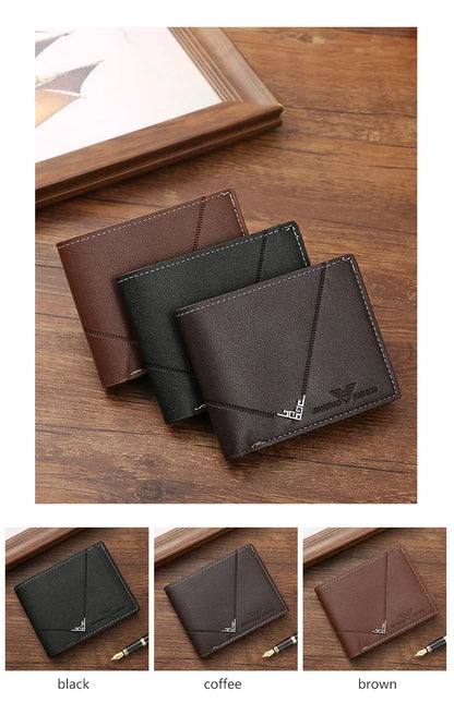 Portefeuille en cuir fin pour homme, blocage RFID, pliable, porte-cartes de crédit minimaliste, pince à billets