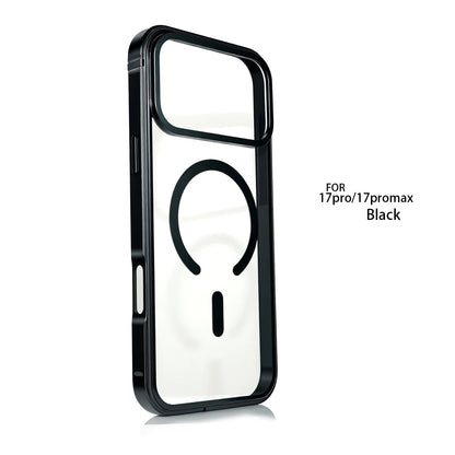 High End Metal Frame Phone Case, For IPhone 17 Pro 17 Promax Magsafe Magnetic Charging HD Backplate Phone Protection Cases