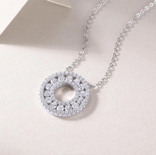 Full Moissanite Pendant Necklace 925 Sterling Silver 18k Gold Plated Diamond Clavicle Chain for Women Wedding Jewelry collares