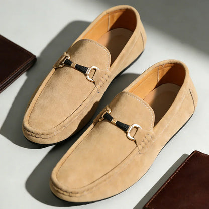 Classic Suede Leather Shoes Men Slip On Loafers Preppy Lightweight Breathable Wallking Driving Shoes Comfort Casual Men Sneakers