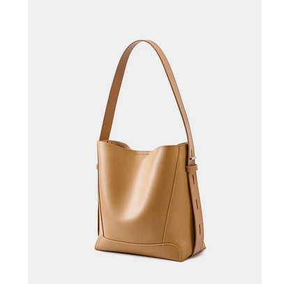 Ladies' Split Leather Bucket Shoulder Bags Female Commute Shopping Messenger Bags Adjustable Shoulder Strap Women Casual Handbag