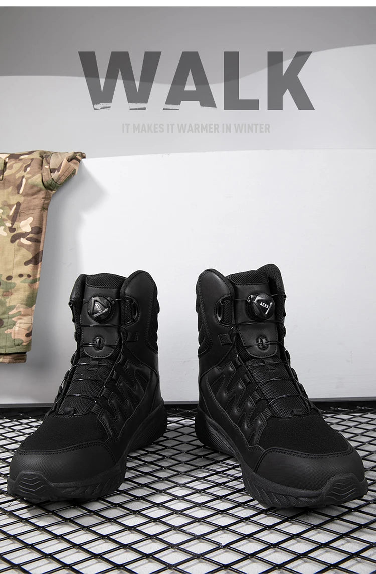 Large Outdoor Training Boots Men's Mountaineering Hiking Boots High Top Rotating Buckle Fashion Camouflage Sports Shoes