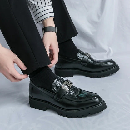 Mens Loafers Party Business Thick Soled Men Leather Shoes Dress Platform Shoes Comfortable Fashion New Casual Shoes for Men