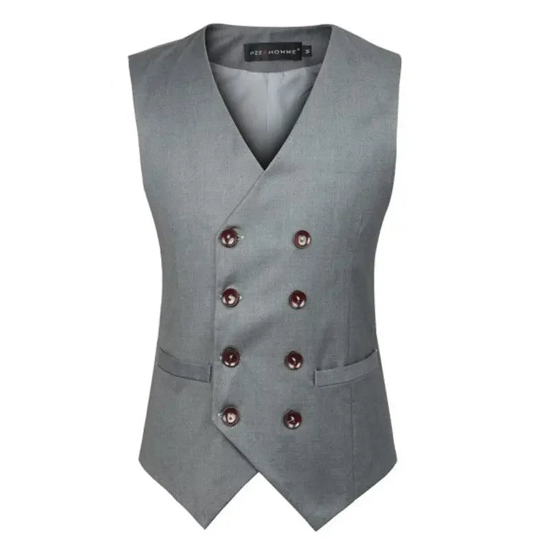 Black Mens Suit Vest Professional Men's Double Breasted Casual Vest Seasonal Men's Wedding Groomsman Suit Top Gray Vest jacket