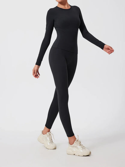2Pcs Sets Gym Clothes Sports Outfit Suit Women Outdoors Workout Tights Set Yoga Wear Female Running Training T-Shirt