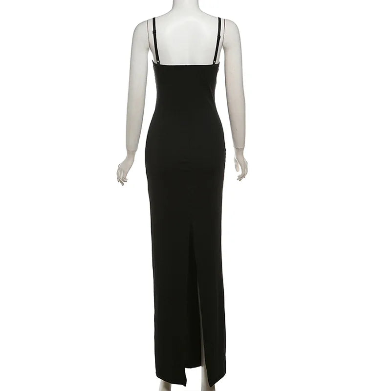 Lace Trim Sexy Backless Party Club Birthday Maxi Y2K Dress for Women Summer 2026 Sleeveless Bodycon Split Long Dresses Outfits