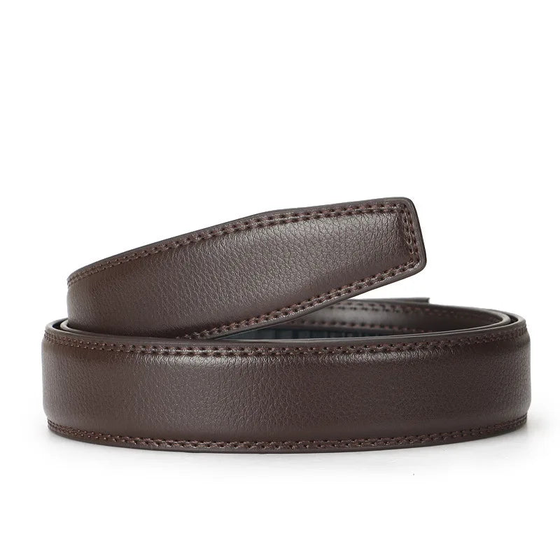Men's High-Quality Genuine Leather Belt Adjustable Automatic Buckle Black/Brown Cuttable Ratchet Belt for Men