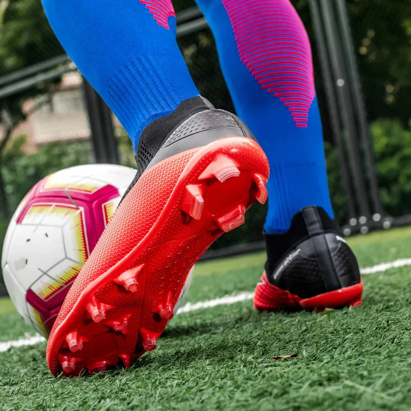 Big Size 49 48 Pro Soccer Boots Long Short Spikes Ankle Boots Children PU Leather Soccer Training Sneakers Outdoor Football