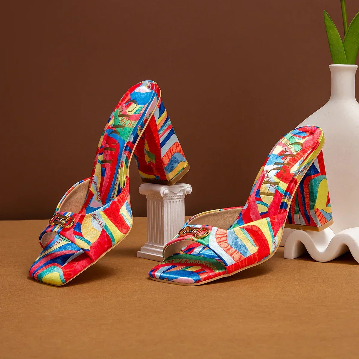 Woman shoes Thick Heel Sandals Square Open Toe Sliding Sandals students